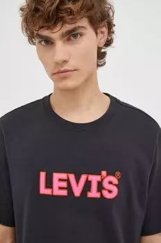 Хлопковая футболка Levi's, черный