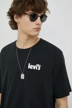 Хлопковая футболка Levi's, черный