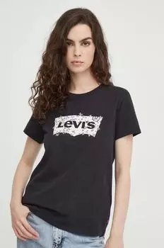 Хлопковая футболка Levi's, черный