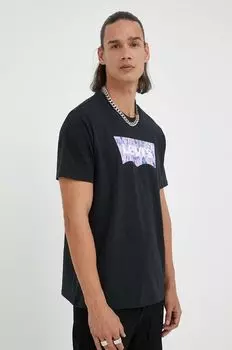 Хлопковая футболка Levi's, черный