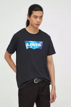 Хлопковая футболка Levi's, черный