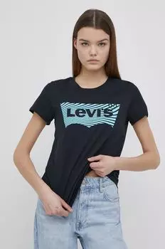 Хлопковая футболка Levi's, черный