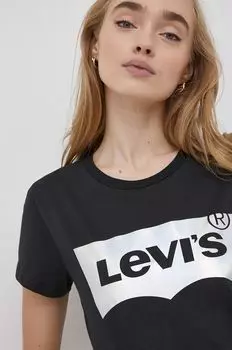 Хлопковая футболка Levi's, черный