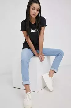 Хлопковая футболка Levi's, черный