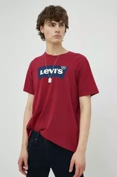 Хлопковая футболка Levi's, гранат