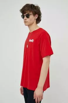 Хлопковая футболка Levi's, красный
