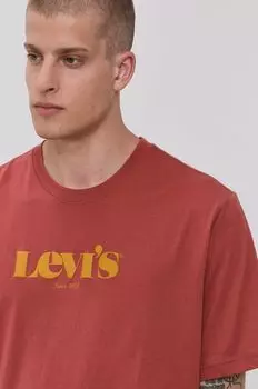 Хлопковая футболка Levi's, красный