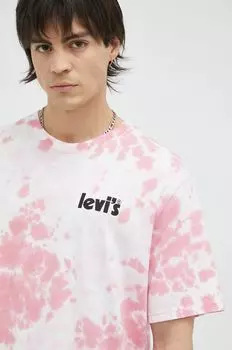 Хлопковая футболка Levi's, розовый