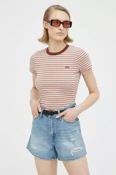 Хлопковая футболка Levi's, розовый