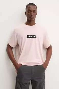 Хлопковая футболка Levi's, розовый