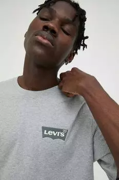 Хлопковая футболка Levi's, серый