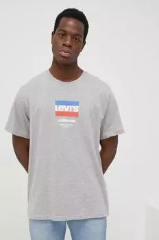 Хлопковая футболка Levi's, серый