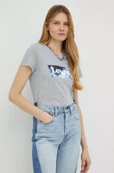 Хлопковая футболка Levi's, серый