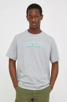 Хлопковая футболка Levi's, серый