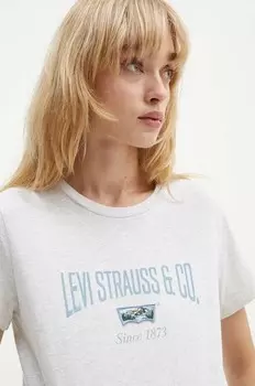 Хлопковая футболка Levi's, серый