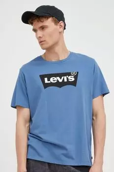 Хлопковая футболка Levi's, синий