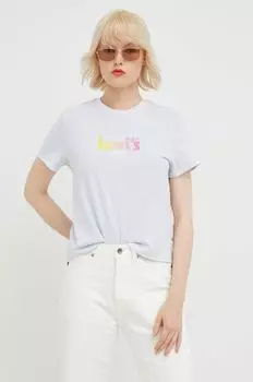 Хлопковая футболка Levi's, синий