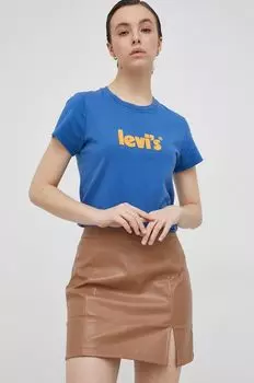 Хлопковая футболка Levi's, синий