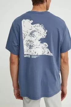 Хлопковая футболка Levi's, синий