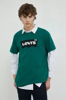 Хлопковая футболка Levi's, зеленый