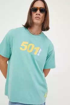 Хлопковая футболка Levi's, зеленый