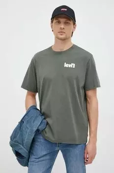 Хлопковая футболка Levi's, зеленый