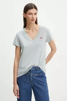 Хлопковая футболка Levi's, зеленый