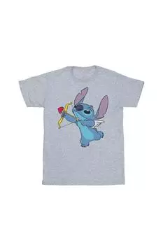 Хлопковая футболка «Лило и Стич» «Купидон Валентина» Disney, серый