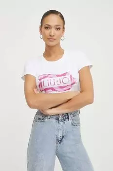 Хлопковая футболка Liu Jo, белый