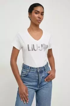 Хлопковая футболка Liu Jo, бежевый