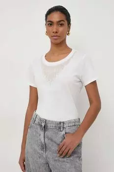 Хлопковая футболка Liu Jo, бежевый