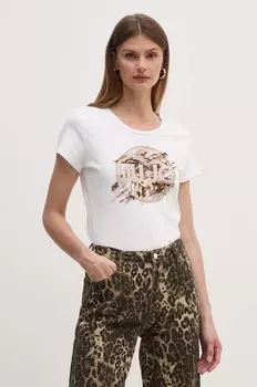 Хлопковая футболка Liu Jo, бежевый