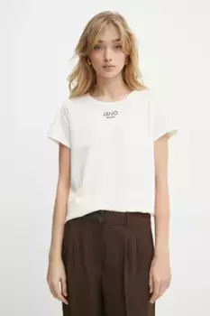 Хлопковая футболка Liu Jo, бежевый