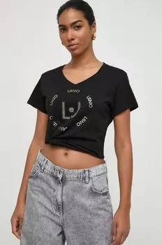 Хлопковая футболка Liu Jo, черный