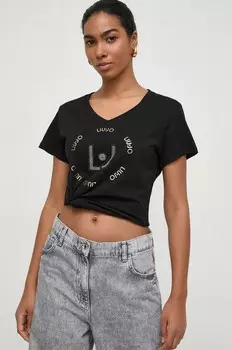 Хлопковая футболка Liu Jo, черный