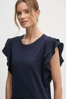 Хлопковая футболка Liu Jo, темно-синий