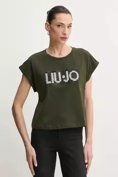 Хлопковая футболка Liu Jo, зеленый