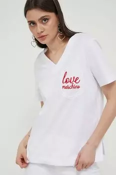 Хлопковая футболка Love Moschino, белый