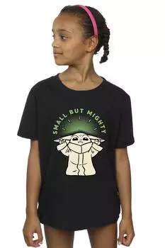 Хлопковая футболка «Мандалорец: маленький, но могучий грогу» Star Wars, черный