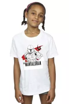 Хлопковая футболка «Мандалорец Мандо стреляет» Star Wars, белый
