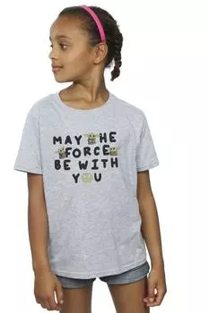 Хлопковая футболка Mandalorian Grogu «Да пребудет с тобой сила» Star Wars, серый
