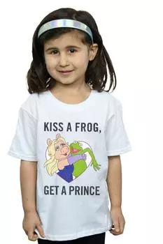 Хлопковая футболка «Маппеты целуют лягушку» Disney, белый