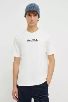 Хлопковая футболка Marc O'Polo, бежевый