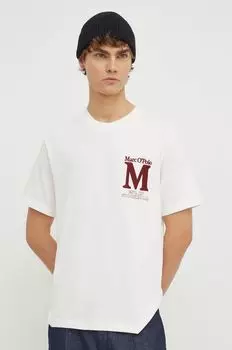 Хлопковая футболка Marc O'Polo, бежевый