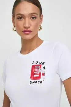 Хлопковая футболка Marella, белый