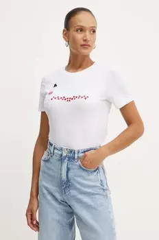 Хлопковая футболка Marella, белый