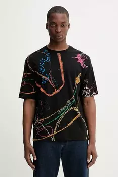 Хлопковая футболка MATARO Desigual, черный