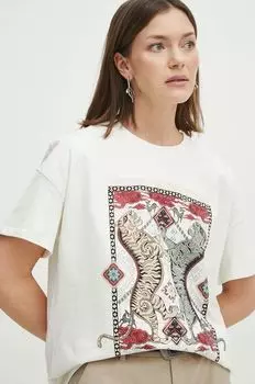 Хлопковая футболка Medicine, бежевый