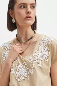 Хлопковая футболка Medicine, бежевый