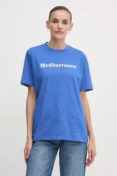 Хлопковая футболка Mediterraneo Drivemebikini, синий